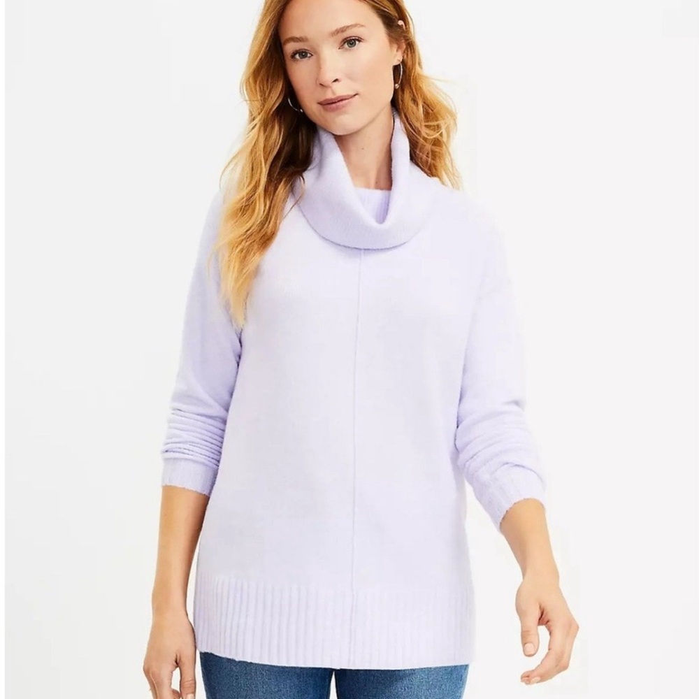 NWT LOFT Lilac Tunic Length Turtleneck Sweater - SUPER Soft! Size S